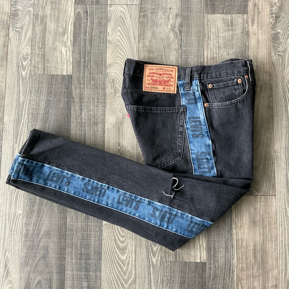 32x30 Levi’s Premium Lo-Ball Roll Logo Stripe Jeans Men’s 32 Black 59438-0000